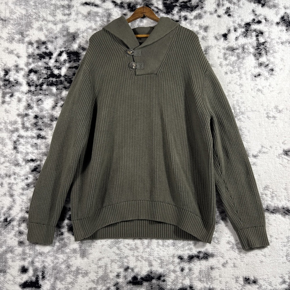 Duluth Trading Brigadier Shawl Collar Sweater Mens Size Extra Large Green Cotton